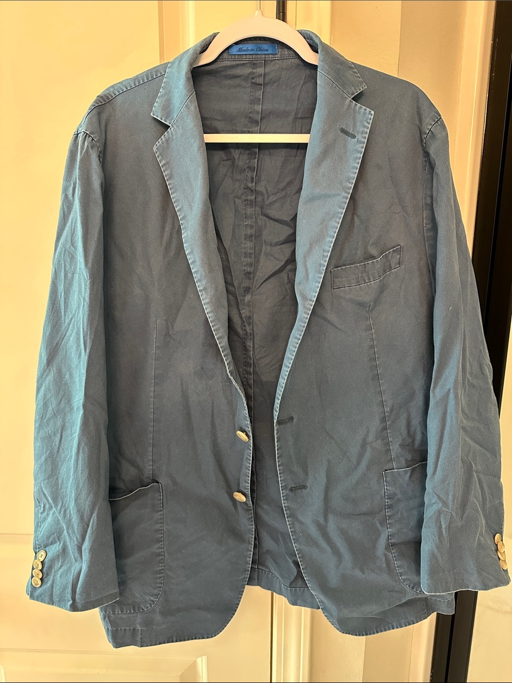 Men's Washed Blue Casual Sport Coat Blazer